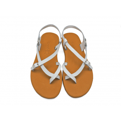 Women Sandals LS-15 White Corrected Grain Leather